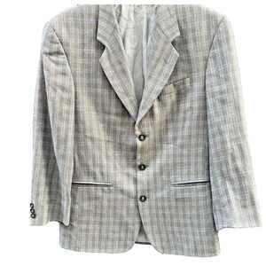 Begedor Italia Wool Sport Coat Mens 39 Tan Gray Plaid Jacket Coat Classic Office